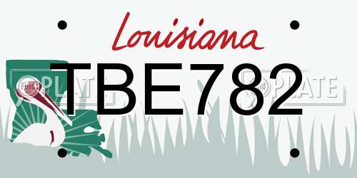 TBE782 Louisiana License Plate