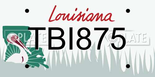 TBI875 Louisiana License Plate