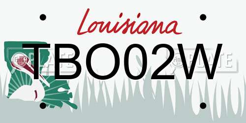 TBO02W Louisiana License Plate