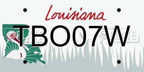 TBO07W Louisiana License Plate