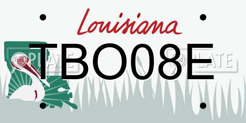 TBO08E Louisiana License Plate