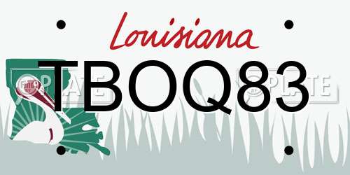 TBOQ83 Louisiana License Plate