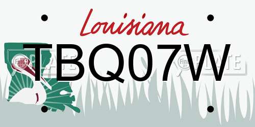 TBQ07W Louisiana License Plate