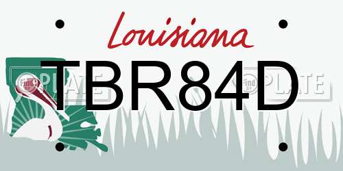 TBR84D Louisiana License Plate