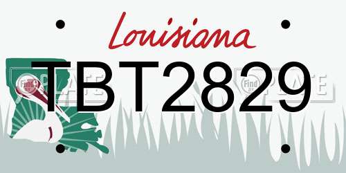 TBT2829 Louisiana License Plate