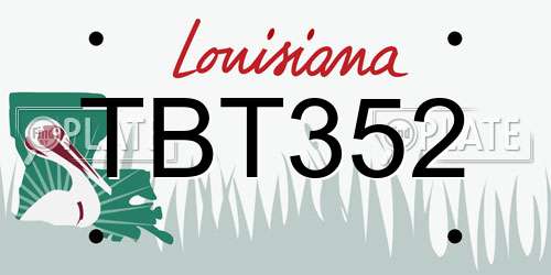 TBT352 Louisiana License Plate