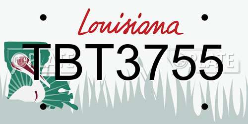 TBT3755 Louisiana License Plate