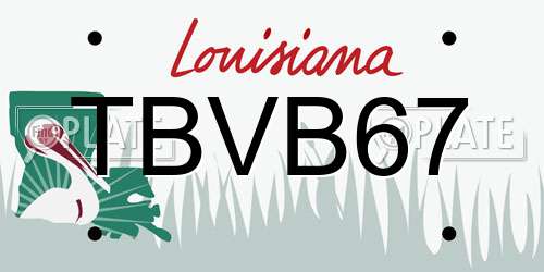 TBVB67 Louisiana License Plate
