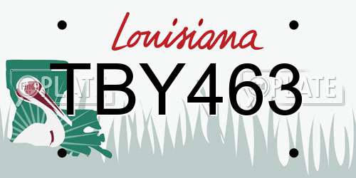 TBY463 Louisiana License Plate