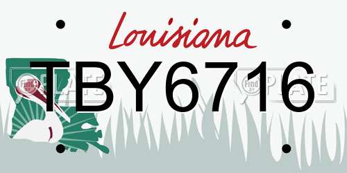 TBY6716 Louisiana License Plate