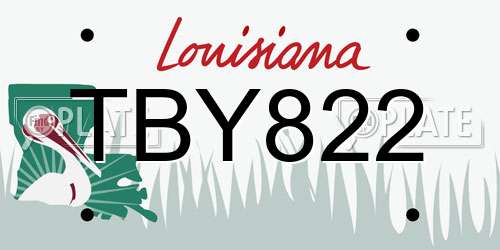 TBY822 Louisiana License Plate