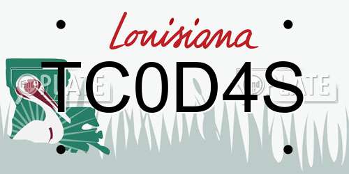 TC0D4S Louisiana License Plate