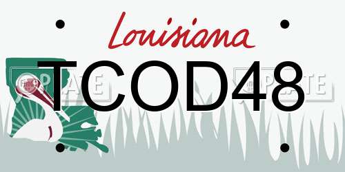 TCOD48 Louisiana License Plate