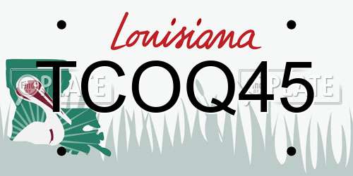 TCOQ45 Louisiana License Plate