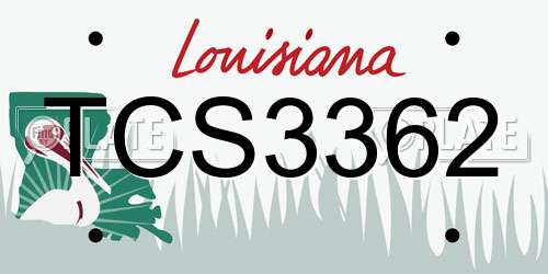 TCS3362 Louisiana License Plate