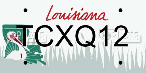 TCXQ12 Louisiana License Plate