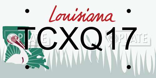 TCXQ17 Louisiana License Plate