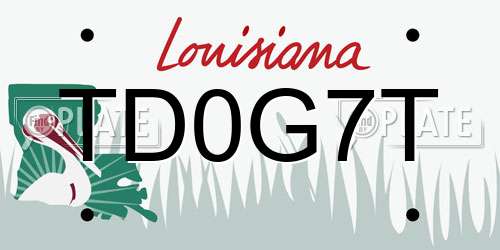 TD0G7T Louisiana License Plate