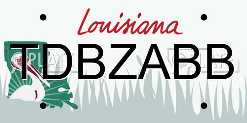 TDBZABB Louisiana License Plate