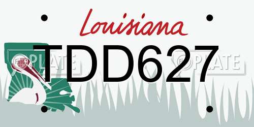 TDD627 Louisiana License Plate