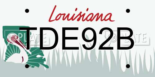 TDE92B Louisiana License Plate