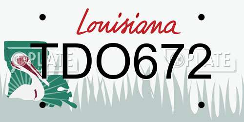 TDO672 Louisiana License Plate