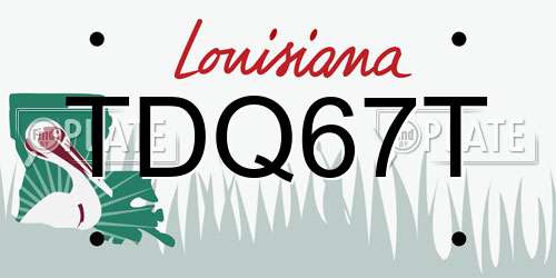 TDQ67T Louisiana License Plate