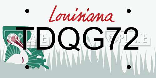 TDQG72 Louisiana License Plate