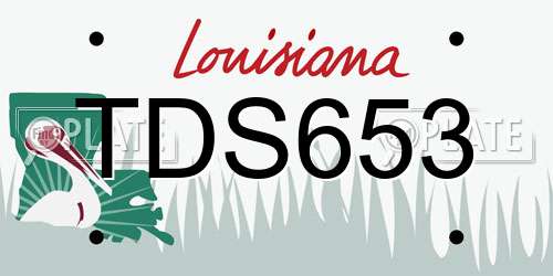 TDS653 Louisiana License Plate