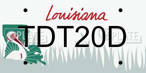 TDT20D Louisiana License Plate