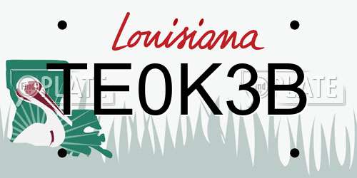TE0K3B Louisiana License Plate