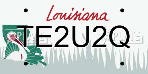 TE2U2Q Louisiana License Plate
