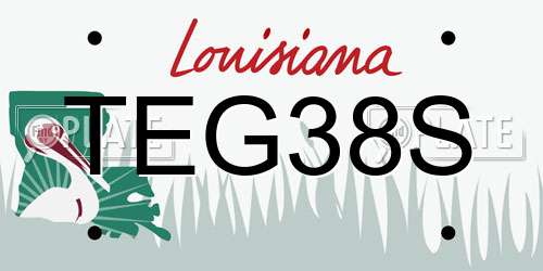 TEG38S Louisiana License Plate