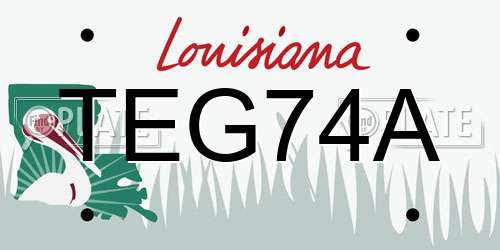 TEG74A Louisiana License Plate