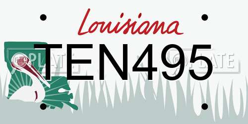 TEN495 Louisiana License Plate