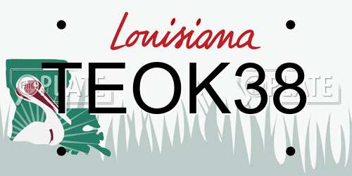 TEOK38 Louisiana License Plate