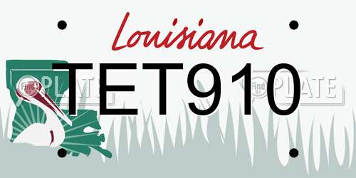 TET910 Louisiana License Plate