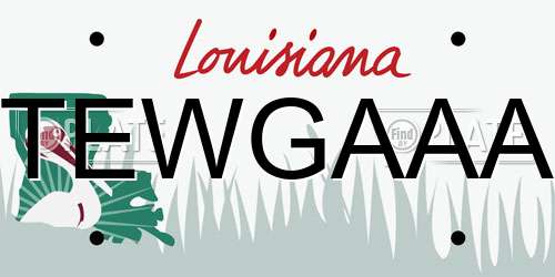 TEWGAAA Louisiana License Plate