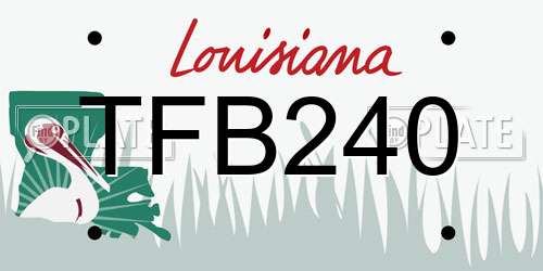 TFB240 Louisiana License Plate