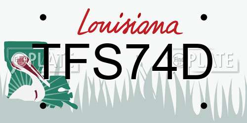 TFS74D Louisiana License Plate