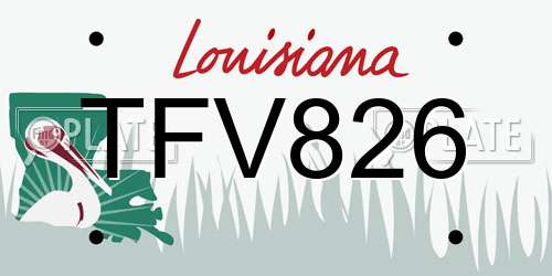 TFV826 Louisiana License Plate