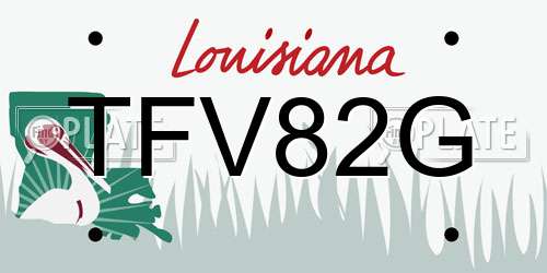 TFV82G Louisiana License Plate