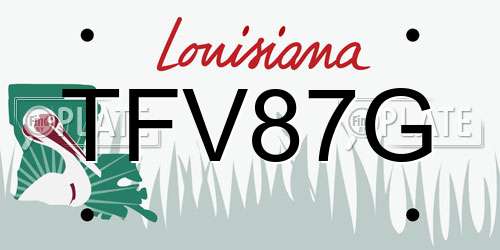 TFV87G Louisiana License Plate