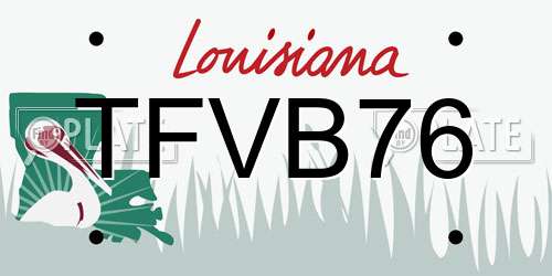 TFVB76 Louisiana License Plate