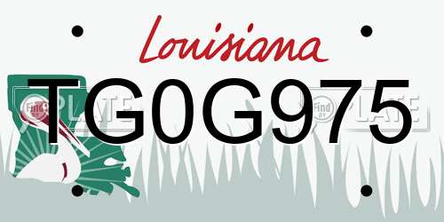 TG0G975 Louisiana License Plate