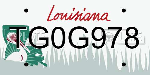 TG0G978 Louisiana License Plate