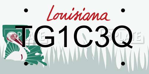 TG1C3Q Louisiana License Plate
