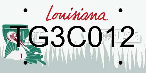 TG3C012 Louisiana License Plate
