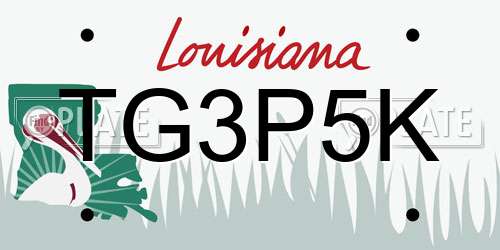 TG3P5K Louisiana License Plate