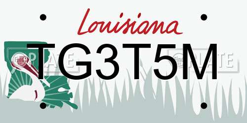 TG3T5M Louisiana License Plate